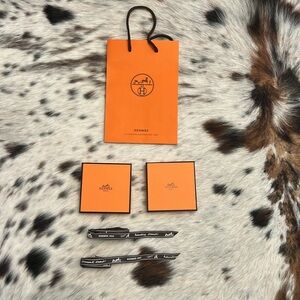 Hermes Paris gift boxes, bag, ribbon and dust pouches (7 pcs)